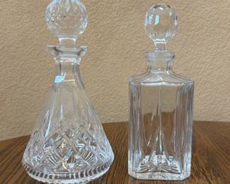 Lot #25 - Crystal Roly Poly Decanter With Stopper, & Square Cut Crystal Decanter With Stopper