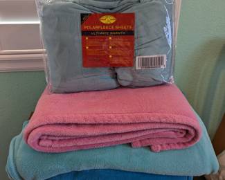 Lot #164 - Polarfleece Sheets Set and Three Colorful Blankets