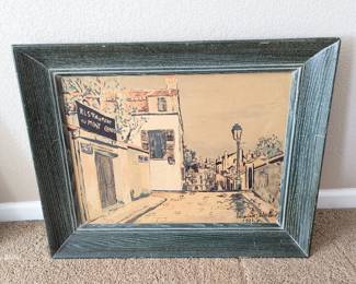 Lot #215 - Maurice Utrillo Painting - Restaurant au Mont Cenis