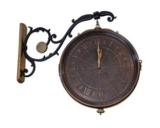 Lot #88 - Giant 16" Bombay Winthrop Station Double Sided Bronze Train Station Clock With Bracket