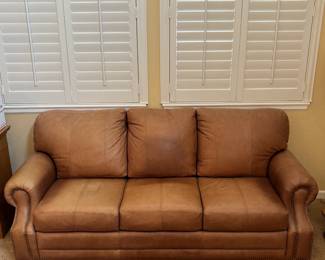 Lot #5 - Classic Leather Sofa With Nailhead Trim