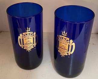 Cobolt Glassware with Gold Overlay