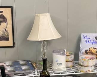 Crane Audobon Lithograph, Lamp, Cok Books