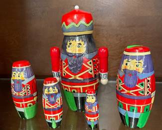 Hand Painted Nesting Dolls Nutcrackers