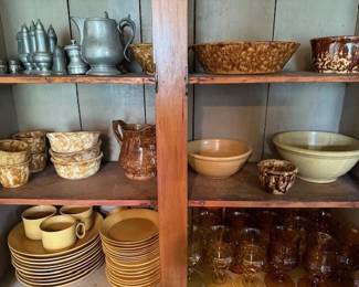 Lots of pewter, Bennington and Rockingham.