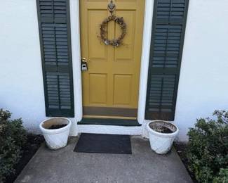 Two white planters.
