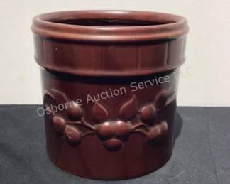 Vintage cherry embossed crock