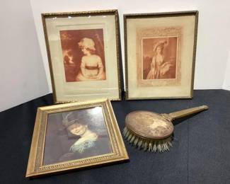 Vintage pictures & hair brush