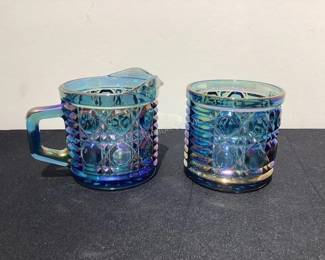 Carnival glass creamer & sugar (any more items not pictured - see catalog)