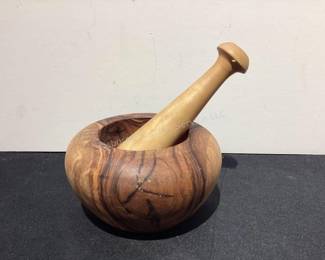 Wood mortar & pestle