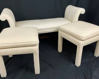 Ivory Bench Dual Ottomans