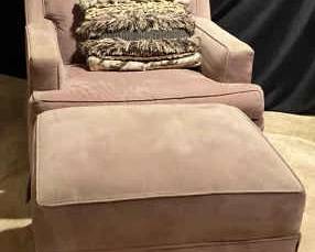 Velvet Swivel Chair And Ottoman