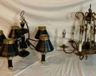 Brass Chandelier Duo
