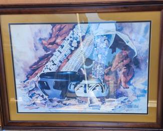$45 framed signed native American lithograph 