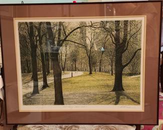 $350 Harold Altman stone lithograph 1986 "Winding Path" hand signed and numbered 