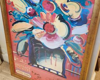 $150 Peter Max hand signed poster 1999 Abstract Flowers 