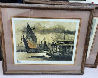 $200 John Kelly framed lithograph with remarque 