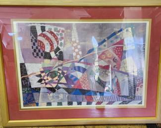 $200 Aleah Koury serigraph framed art, "Jam Sessions II" very large, nicely matted