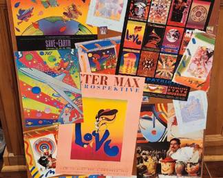 $75 Peter Max retrospective poster on board 24 x 34 inches