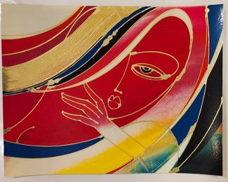 $20 Martiros Manoukian Gold Embellished Serigraph  11x 9 inches