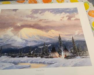 $200 Thomas Kinkade hand signed lithograph with native Americans 