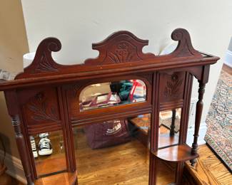 Antique Edwardian Mahogany Overmantle Mirror