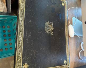 Moroccan Gilt and Gold Leather Desk Set
