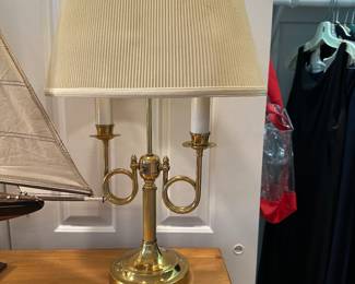 Vintage Brass French Horn Lamp