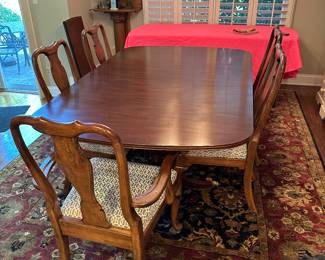 Henkel - Harris Queen Anne Style Dining Chair - Matching Dining Table with 4 extensions ; Pair of Arm Chairs and 4 side chairs