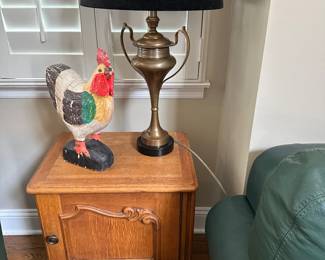 Pair of French Louis XVI style Side tables - Perfect as nightstands or as side tables / Brass Trophy Urn Lamp