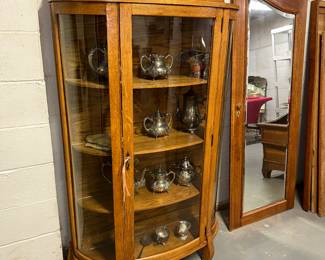 Oak Bow Front Curio Cabinet