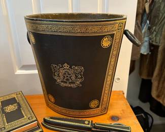 Moroccan Gilt and Gold Leather Desk Set