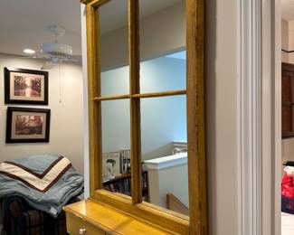 Wall Mounted Farmhouse Style Mirror with Drawers