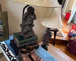 Figural Monkey Lamp - “Hear No Evil, Speak no Evil, Hear no Evil”