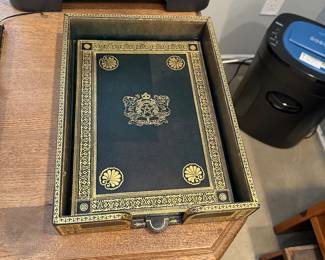 Moroccan Gilt and Gold Leather Desk Set