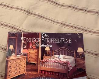 Dixie Furniture Suite - " The Windsor Stripped Pine Collection : Bed, Long Dresser with attached mirror, Nightstands, Lingerie Chest