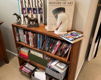 Bookshelf with Stationary, DVD's, Bookends (Alabaster & Bronze)