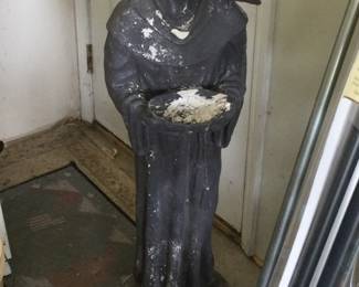 St. Francis of Assisi Cement Garden Statue, approx 4 ft tall (needs a coat of paint and he will bestow blessing upon you)