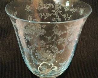 Fostoria Blue Glass Pattern closeup