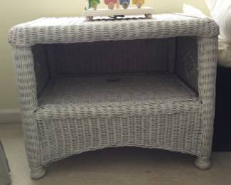 White Wicker Storage Table