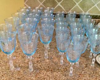 Fostoria Blue Crystal Water Goblets