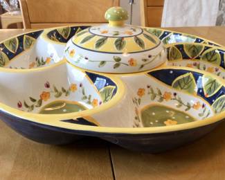 Skandia 18" 6 Compartment Relish Tray w/Center Lidded Bowl