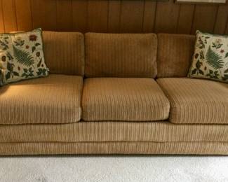 3 Cushion Corduroy Gold Tone Couch 86"