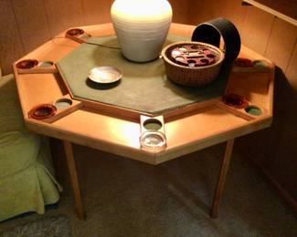 Vintage Poker Table w/Chips