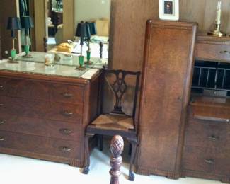 Antique Wardrobe/Desk w/ 5 Drawer Dresser