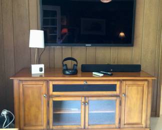 Samsung 54" Flatscreen TV w/ Sound Bar 64" Long Media Cabinet