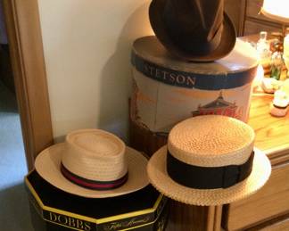 Vintage Stetson Box, Boaters Straw Hat, Fedora by Dobbs