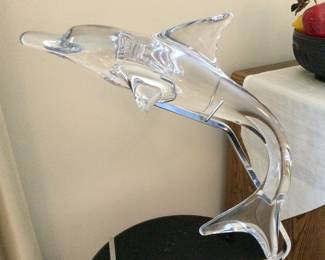 Daum Crystal Dolphin Sculpture