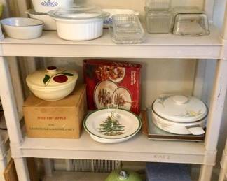 Corning Ware, Deviled Egg Dish, Radiant Apple Casserole & Warmer Set, Spode Christmas Tree Desert Plate