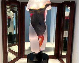 Aphrodite: polychrome Murano glass nude sculpture by renowned glass sculptor Dino Rosin.